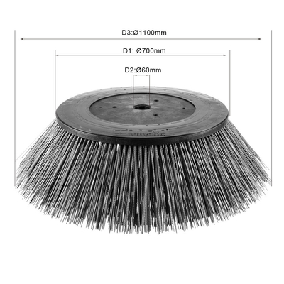 Flat Steel Wire Dulevo 5000 Sweeper Brush For Road Cleaning Front Side